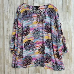 investments womens paisley blouse Sz 2X